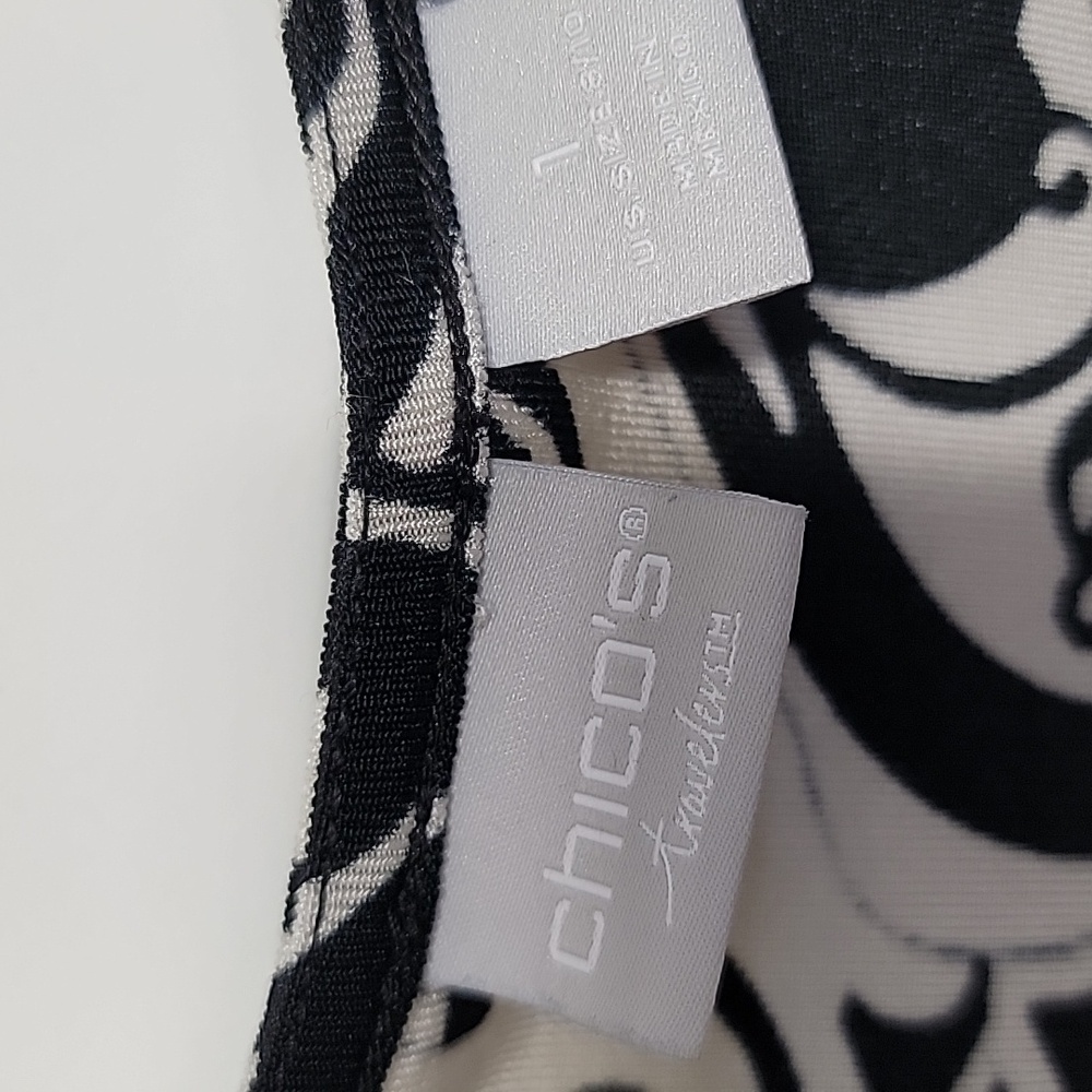 Chico's Black & White Swirl Print Tunic Soft Size 1 - Picture 3 of 8